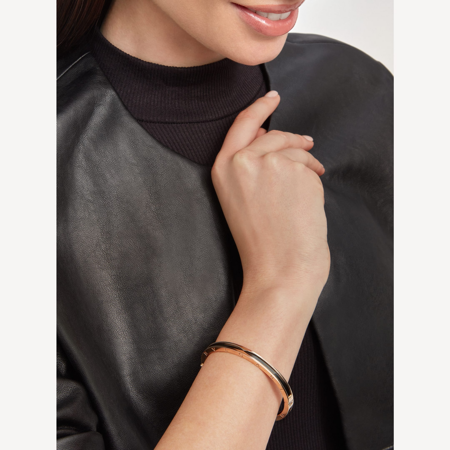 [Glitter Jewelry]ZERO 1 PINK GOLD WITH BLACK CERAMIC BRACELET