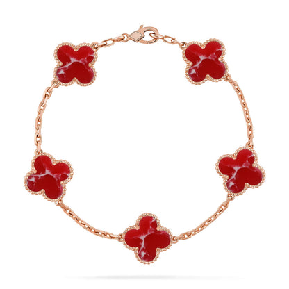 [Glitter]CLOVER 5 MOTIF RED PATTERN BRACELET COLLECTION