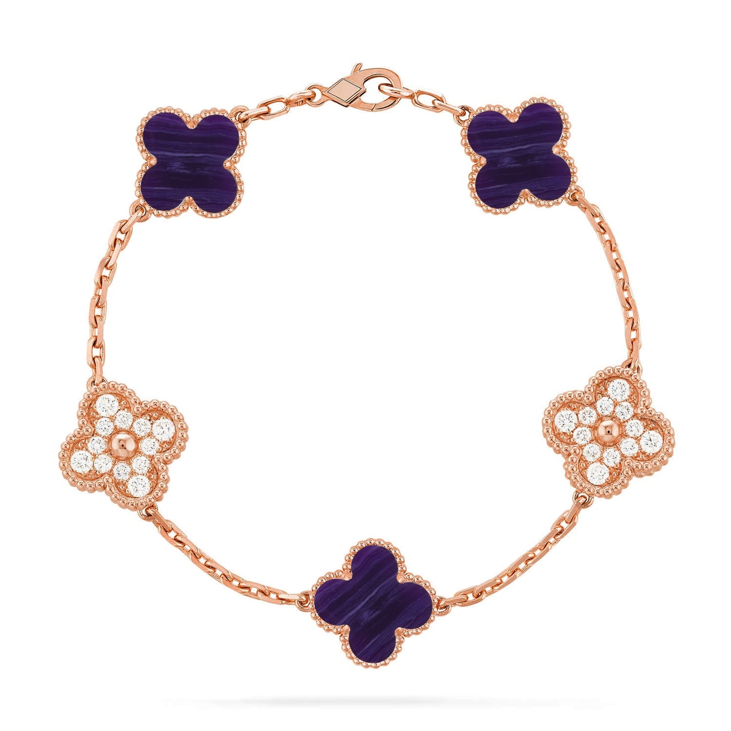 [Glitter]CLOVER 5 MOTIF PURPLE STRIPES BRACELET COLLECTION