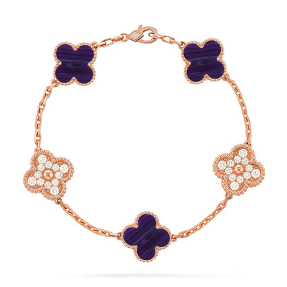 [Glitter]CLOVER 5 MOTIF PURPLE STRIPES BRACELET COLLECTION