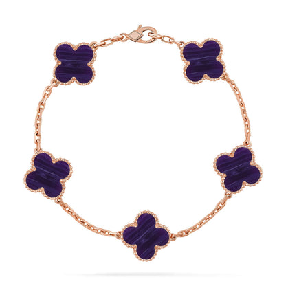[Glitter]CLOVER 5 MOTIF PURPLE STRIPES BRACELET COLLECTION