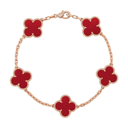 [Glitter] CLOVER 5 MOTIF RED CORNELIAN BRACELET COLLECTION