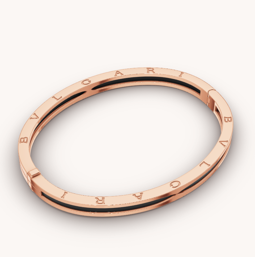 [Glitter Jewelry]ZERO 1 PINK GOLD WITH BLACK CERAMIC BRACELET