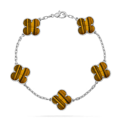 [Glitter] CLOVER 5 MOTIFS TIGER EYE BRACELET COLLECTION