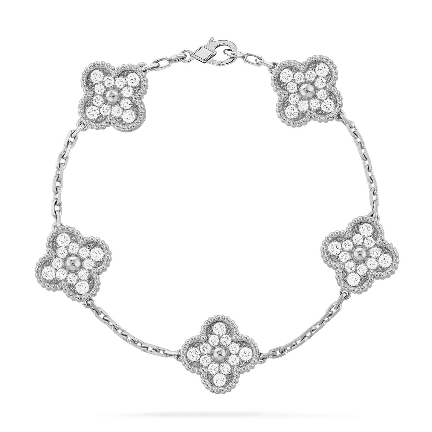 [Glitter] CLOVER 5 MOTIF FULL DIAMOND BRACELET COLLECTION