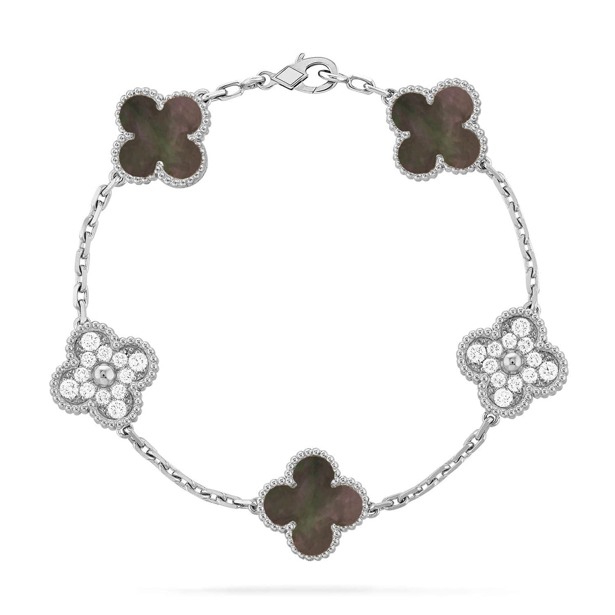 [Glitter] CLOVER 5 MOTIF GRAY MOP BRACELET COLLECTION