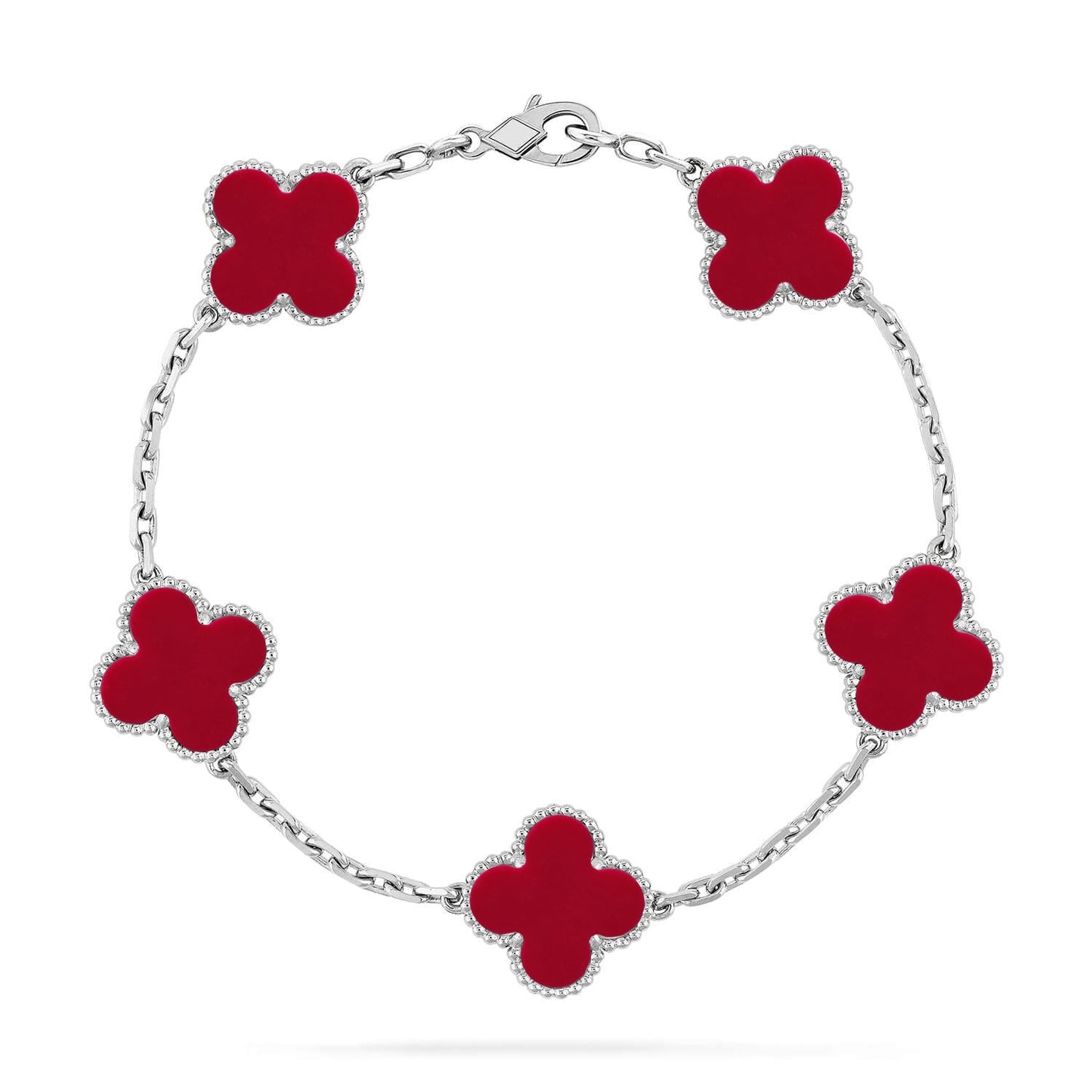 [Glitter] CLOVER 5 MOTIF RED CORNELIAN BRACELET COLLECTION