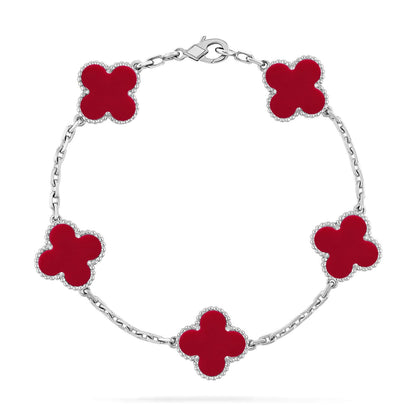 [Glitter] CLOVER 5 MOTIF RED CORNELIAN BRACELET COLLECTION