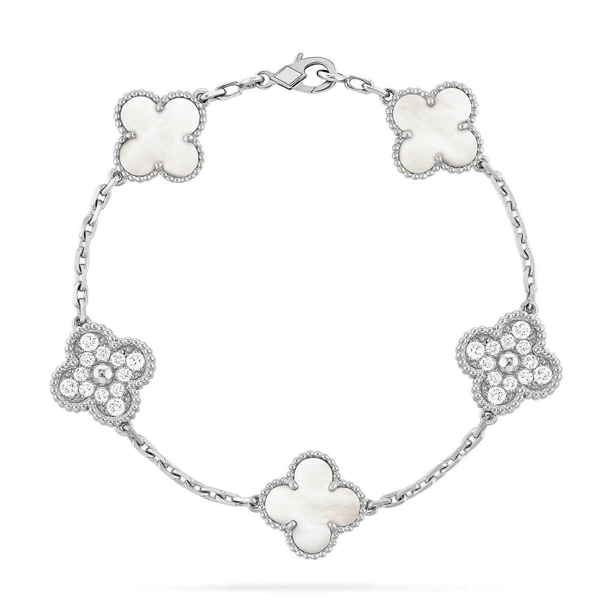 [Glitter]CLOVER WHITE PEARL MOP 5 MOTIF BRACELET COLLECTION