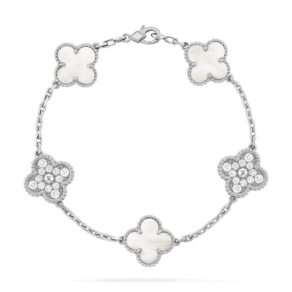 [Glitter]CLOVER WHITE PEARL MOP 5 MOTIF BRACELET COLLECTION