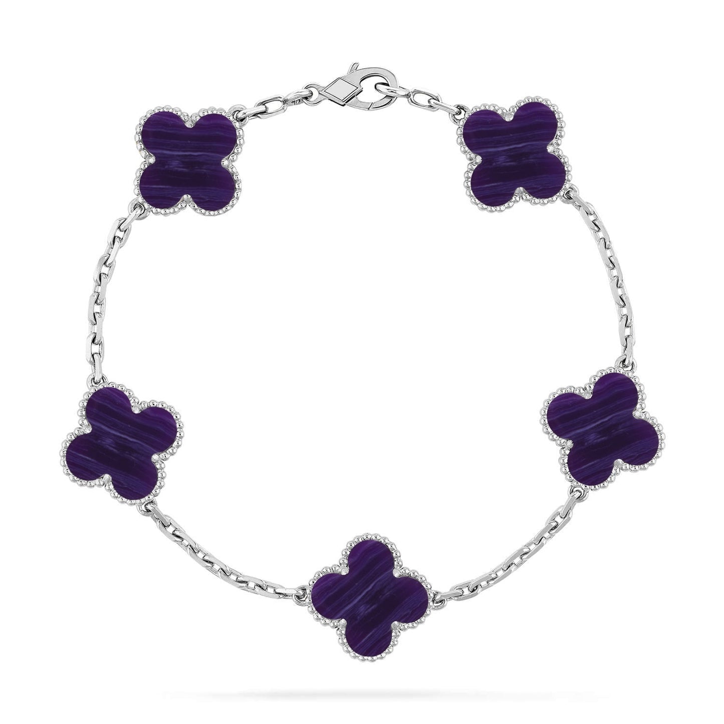 [Glitter]CLOVER 5 MOTIF PURPLE STRIPES BRACELET COLLECTION