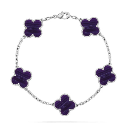 [Glitter]CLOVER 5 MOTIF PURPLE STRIPES BRACELET COLLECTION