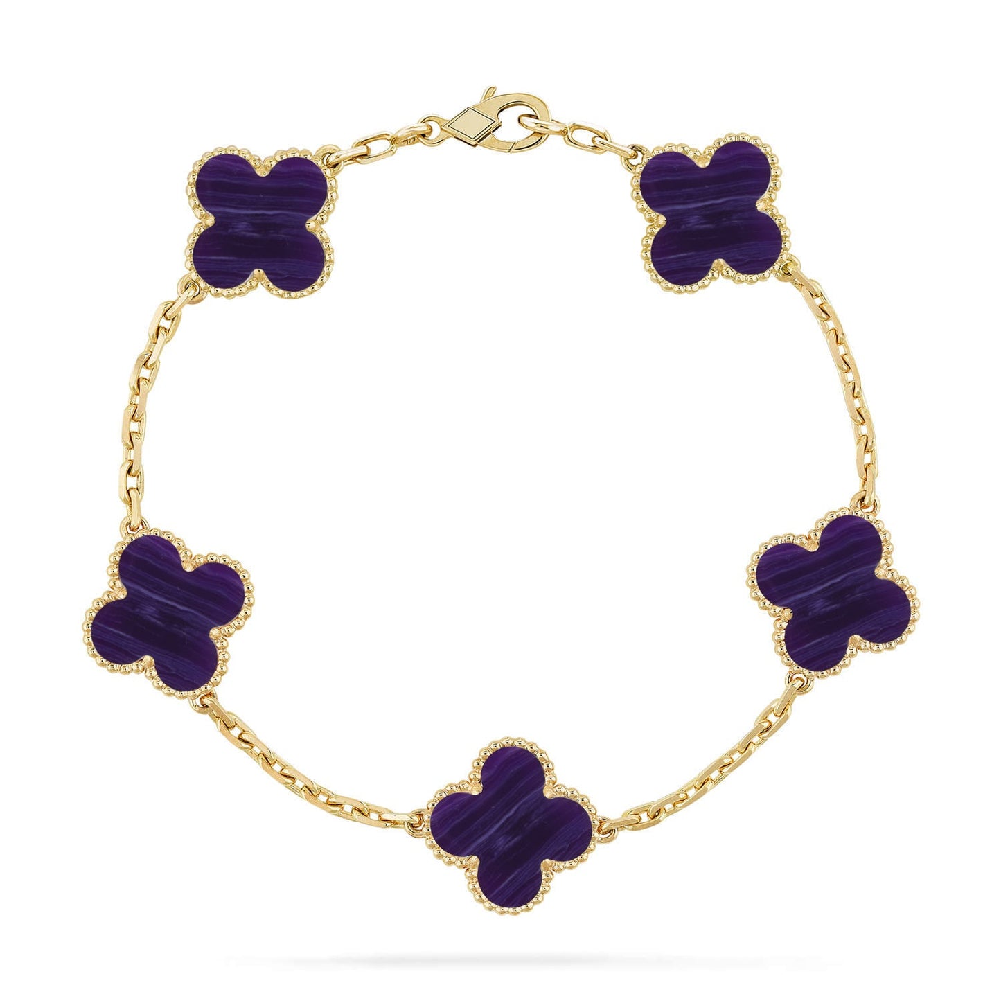 [Glitter]CLOVER 5 MOTIF PURPLE STRIPES BRACELET COLLECTION