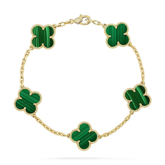 [Glitter] CLOVER 5 MOTIF MALACHITE BRACELET COLLECTION