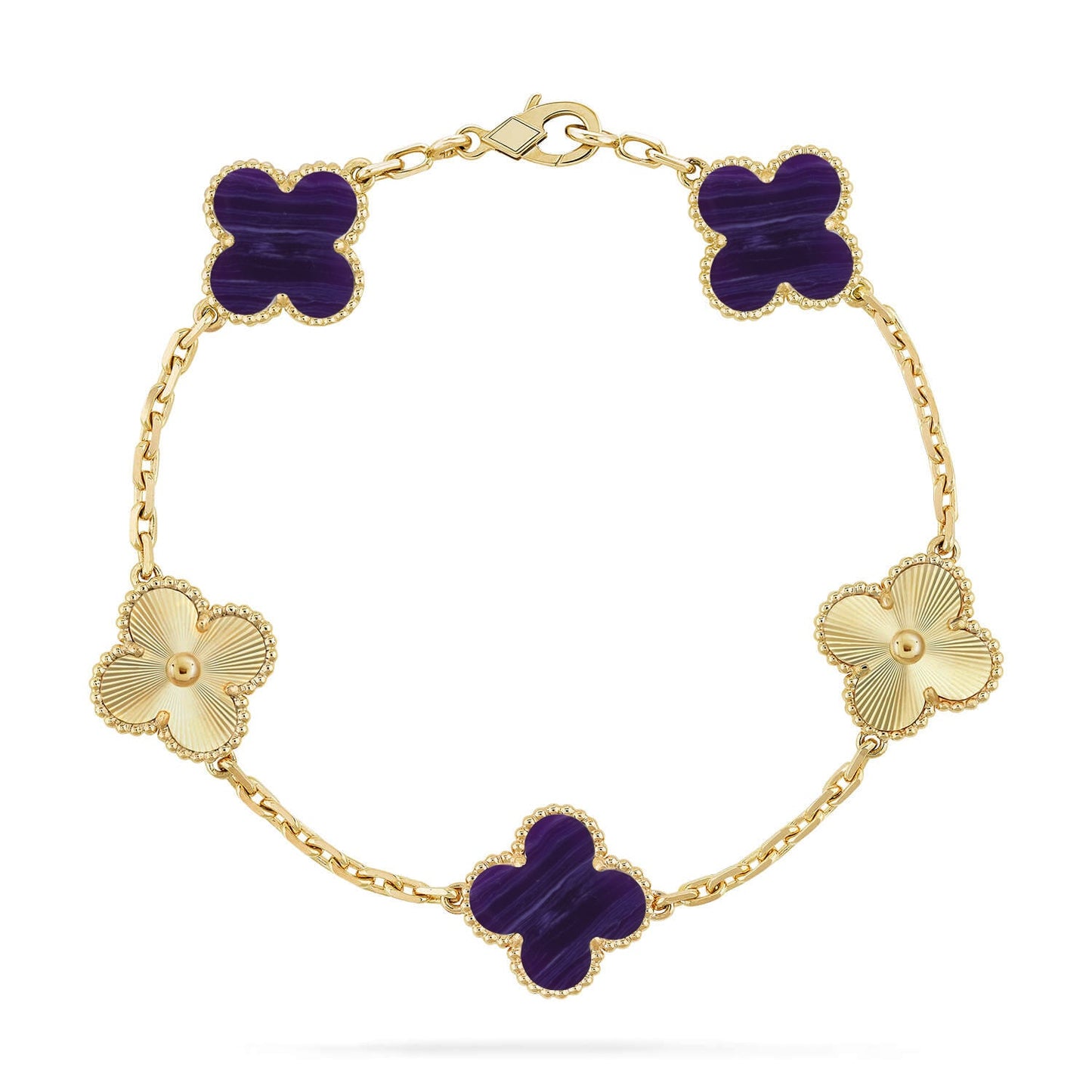 [Glitter]CLOVER 5 MOTIF PURPLE STRIPES BRACELET COLLECTION