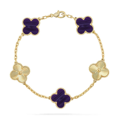 [Glitter]CLOVER 5 MOTIF PURPLE STRIPES BRACELET COLLECTION