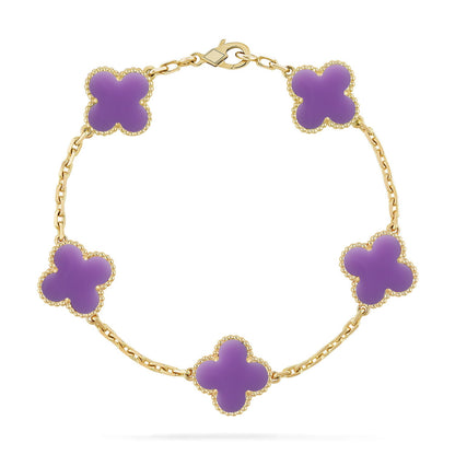 [Glitter]CLOVER 5 MOTIF LIGHT PURPLE BRACELET COLLECTION