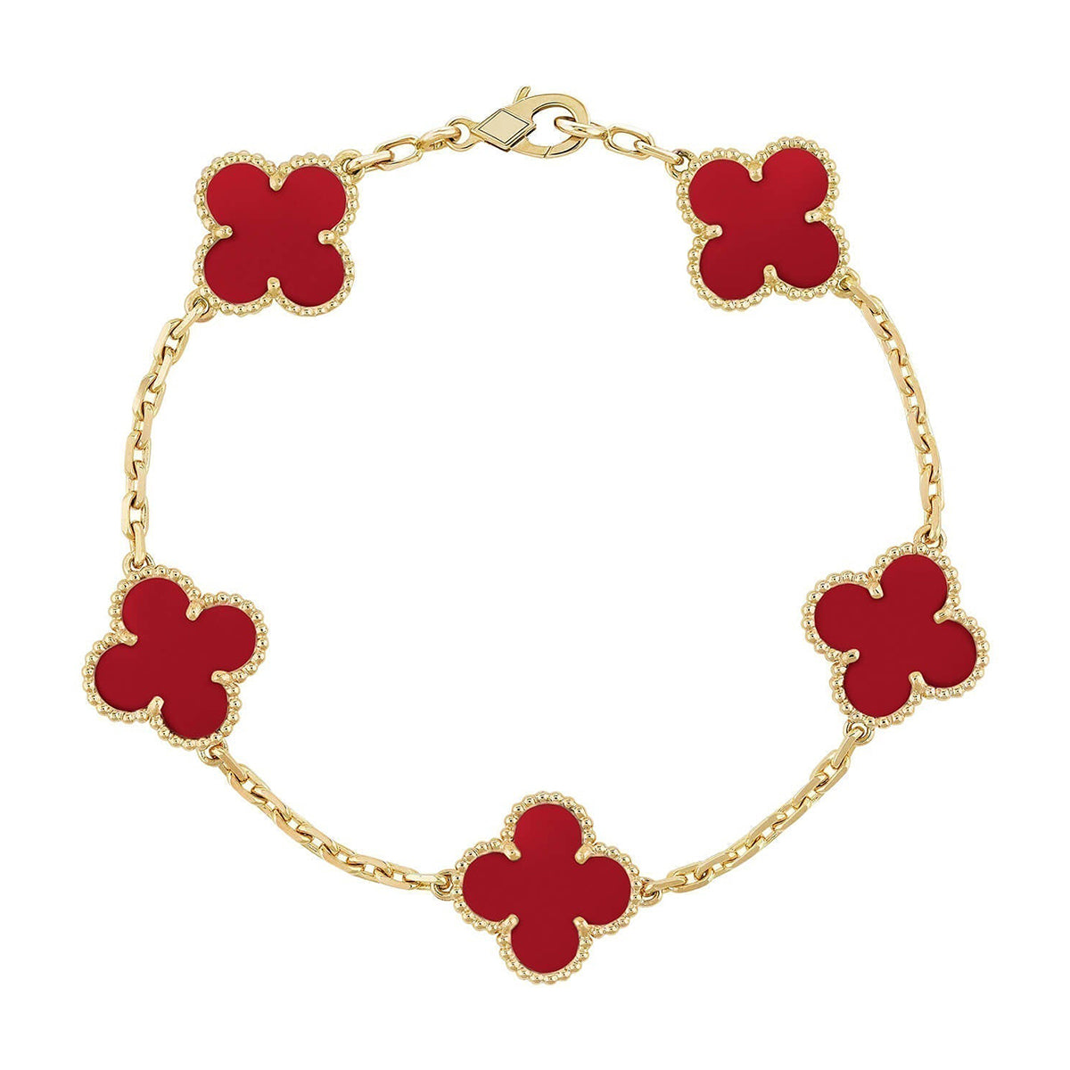[Glitter] CLOVER 5 MOTIF RED CORNELIAN BRACELET COLLECTION