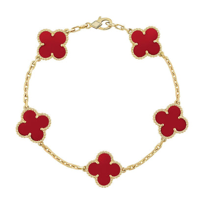 [Glitter] CLOVER 5 MOTIF RED CORNELIAN BRACELET COLLECTION