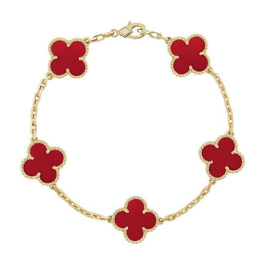 [Glitter] CLOVER 5 MOTIF RED CORNELIAN BRACELET COLLECTION