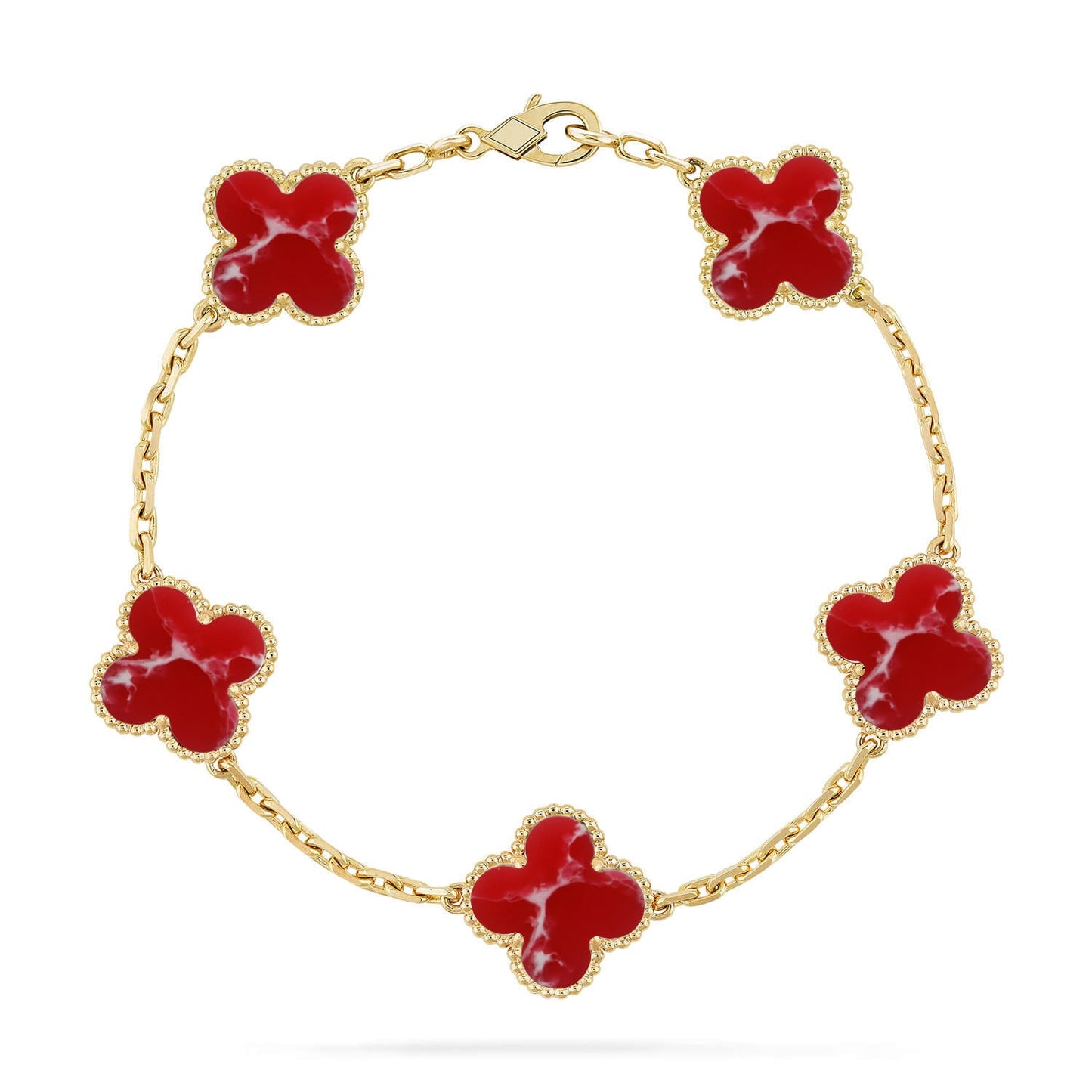 [Glitter]CLOVER 5 MOTIF RED PATTERN BRACELET COLLECTION
