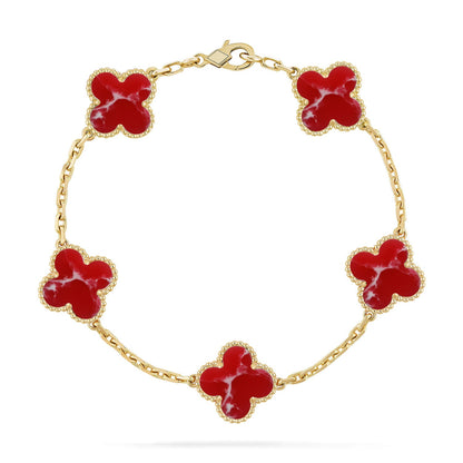 [Glitter]CLOVER 5 MOTIF RED PATTERN BRACELET COLLECTION