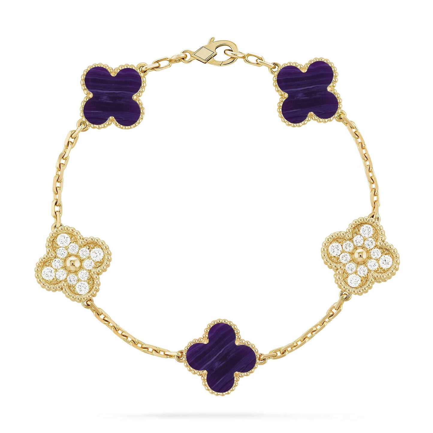 [Glitter]CLOVER 5 MOTIF PURPLE STRIPES BRACELET COLLECTION