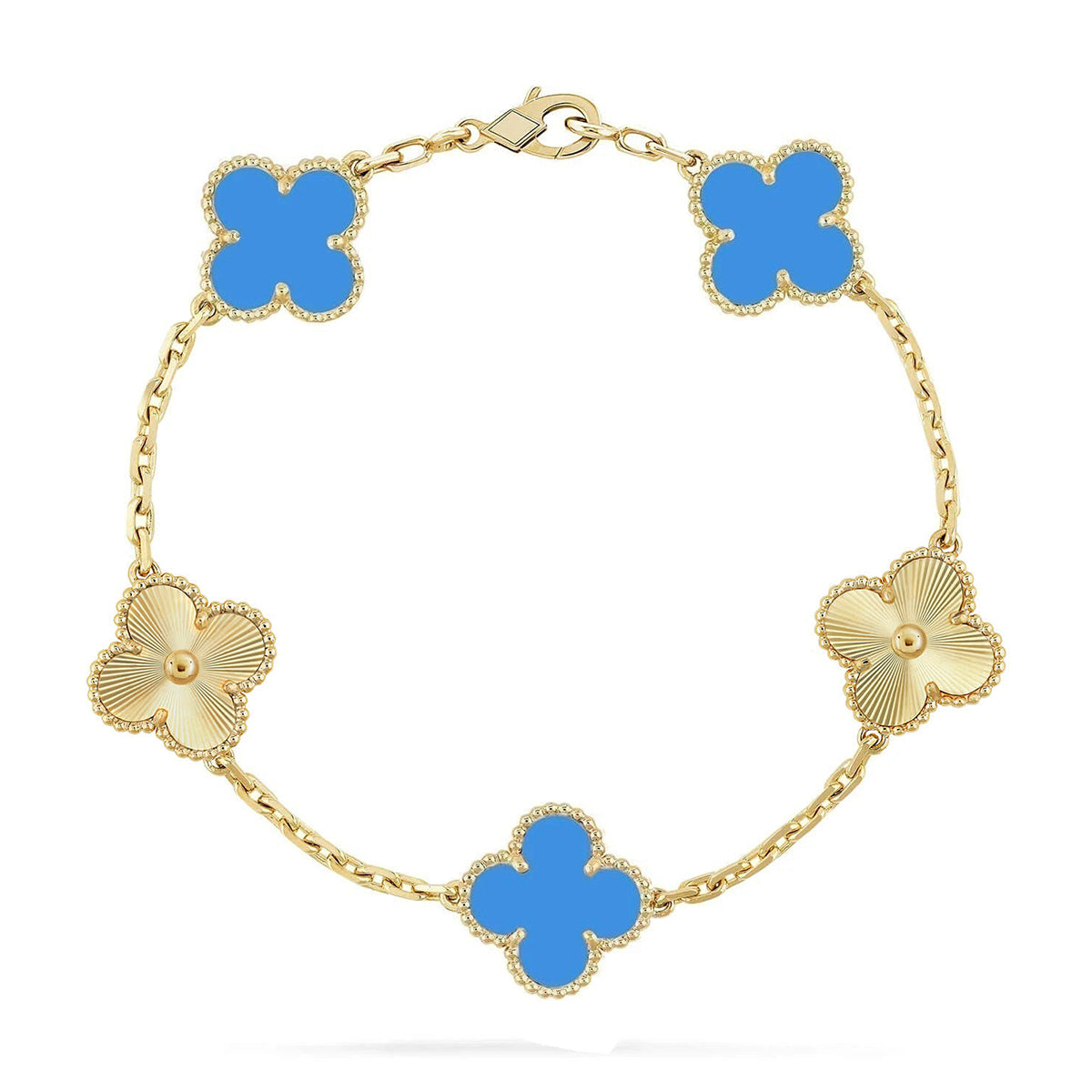 [Glitter] CLOVER 5 MOTIF BLUE AGATE BRACELET COLLECTION