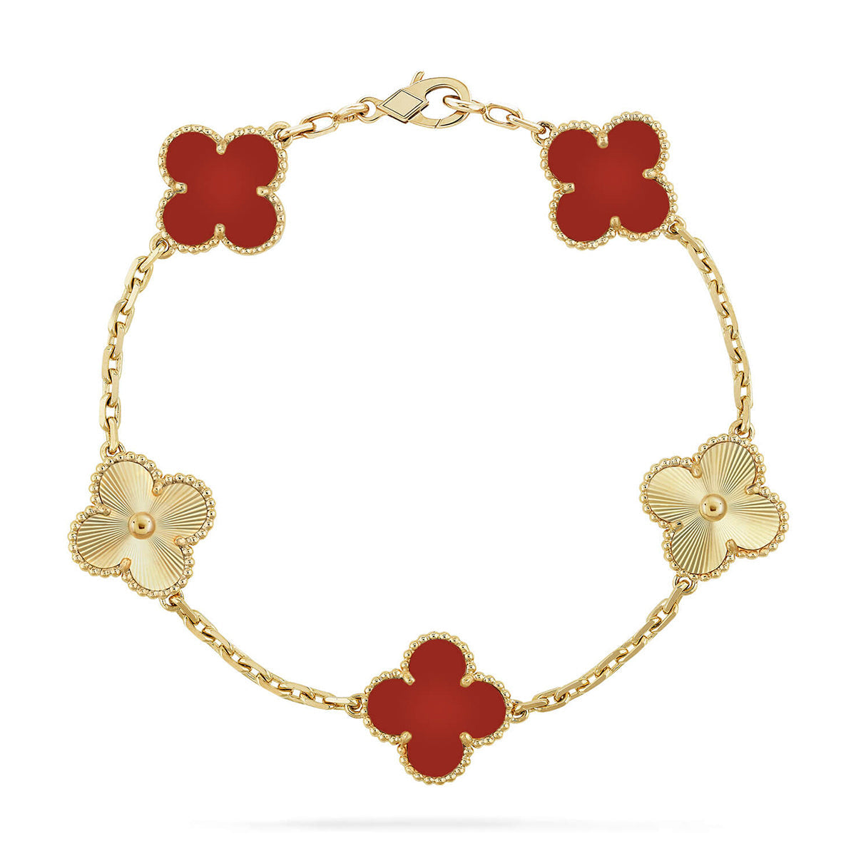 [Glitter] CLOVER 5 MOTIF RED CORNELIAN BRACELET COLLECTION