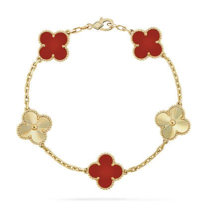 [Glitter] CLOVER 5 MOTIF RED CORNELIAN BRACELET COLLECTION