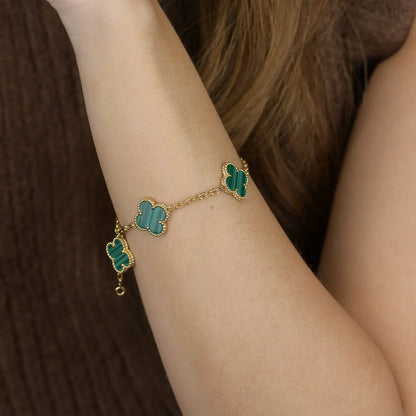 [Glitter] CLOVER 5 MOTIF MALACHITE BRACELET COLLECTION