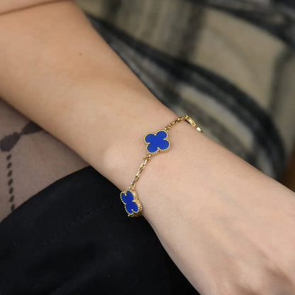 [Glitter] CLOVER 5 MOTIF BLUE AGATE BRACELET COLLECTION