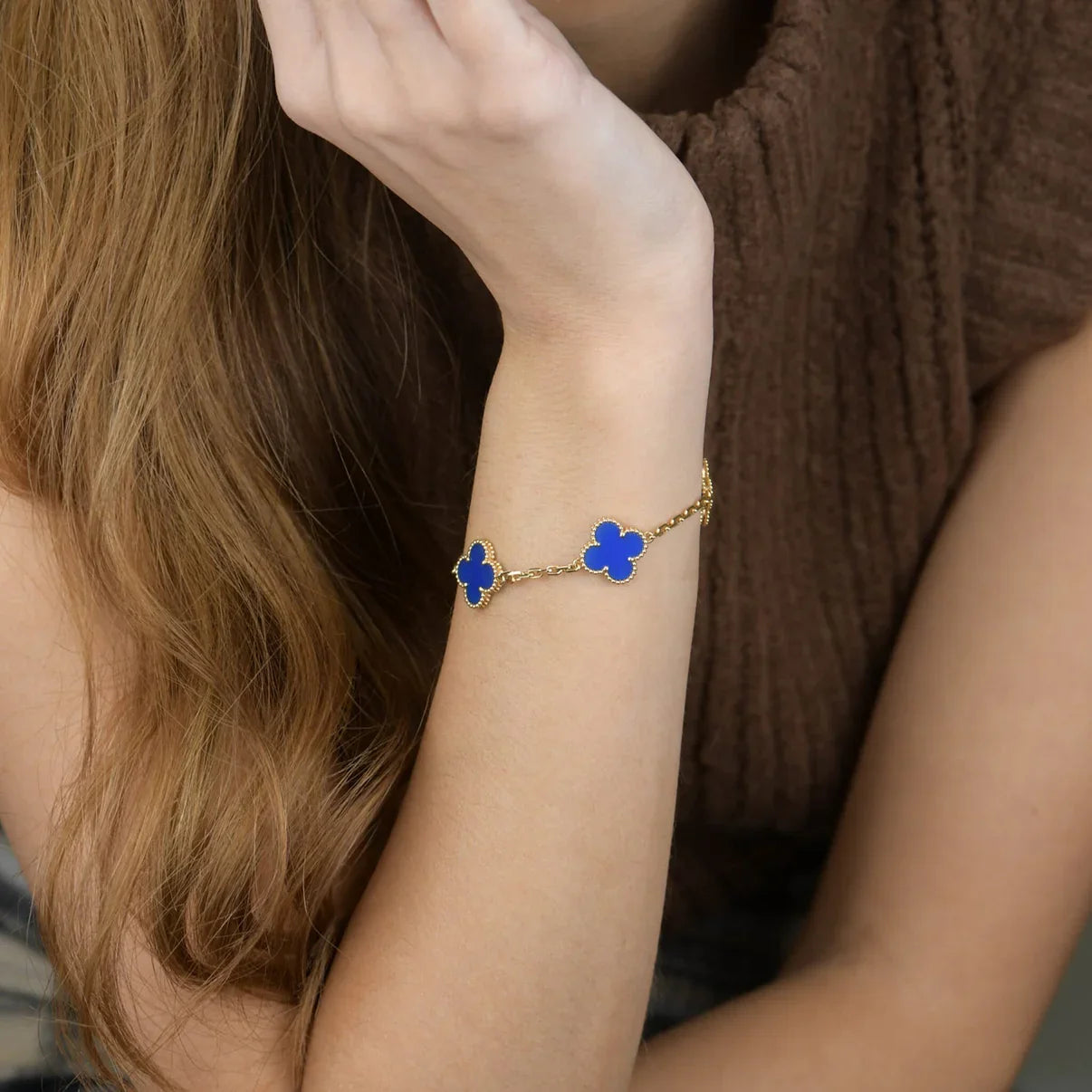 [Glitter] CLOVER 5 MOTIF BLUE AGATE BRACELET COLLECTION