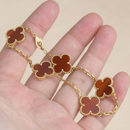 [Glitter] CLOVER 5 MOTIF RED CORNELIAN BRACELET COLLECTION