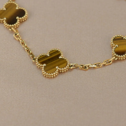 [Glitter] CLOVER 5 MOTIFS TIGER EYE BRACELET COLLECTION