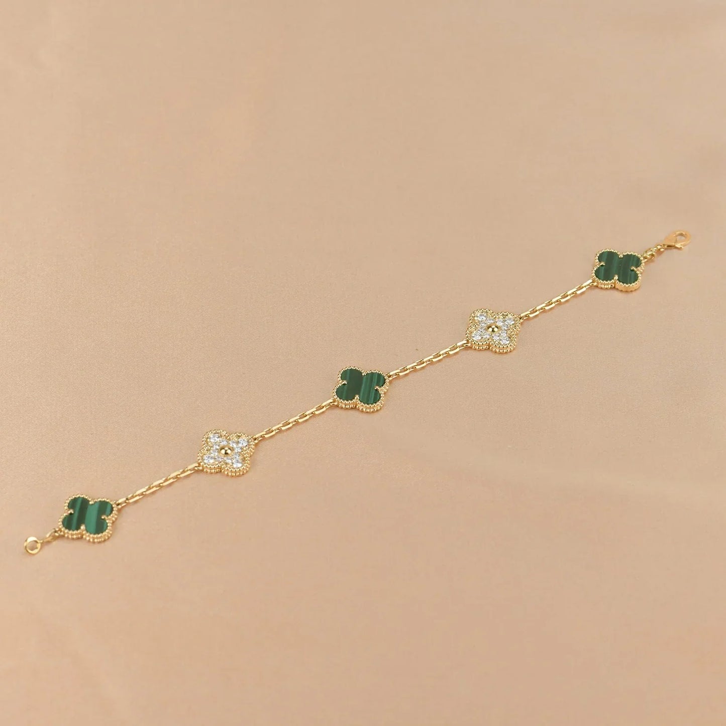 [Glitter] CLOVER 5 MOTIF MALACHITE BRACELET COLLECTION