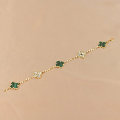 [Glitter] CLOVER 5 MOTIF MALACHITE BRACELET COLLECTION