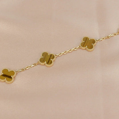 [Glitter] CLOVER 5 MOTIFS TIGER EYE BRACELET COLLECTION