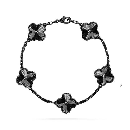 [Glitter]CLOVER 5 MOTIF BLACK BRACELET