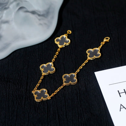 [Glitter]CLOVER 5 MOTIF ROCK CRYSTAL BRACELET