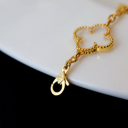 [Glitter]CLOVER 5 MOTIF ROCK CRYSTAL BRACELET