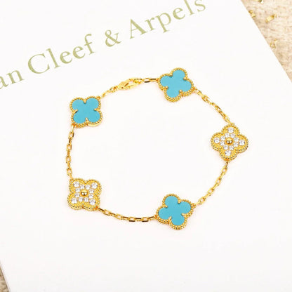 [Glitter] CLOVER 5 MOTIF TURQUOISE BRACELET COLLECTION