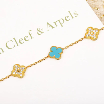 [Glitter] CLOVER 5 MOTIF TURQUOISE BRACELET COLLECTION