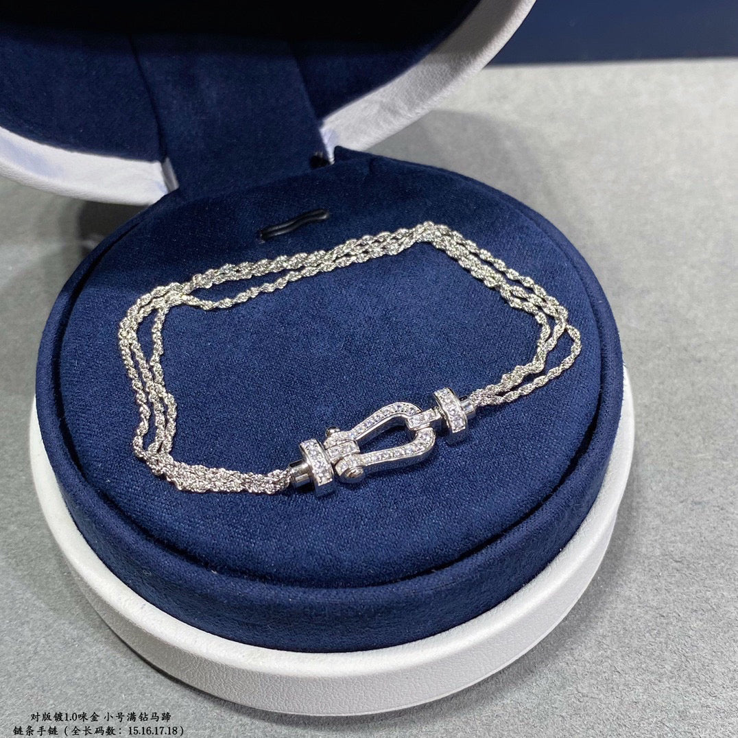 [Glitter Jewelry]FORCE SMALL HORSESHOE  DIAMOND CHAIN ROPE BRACELET