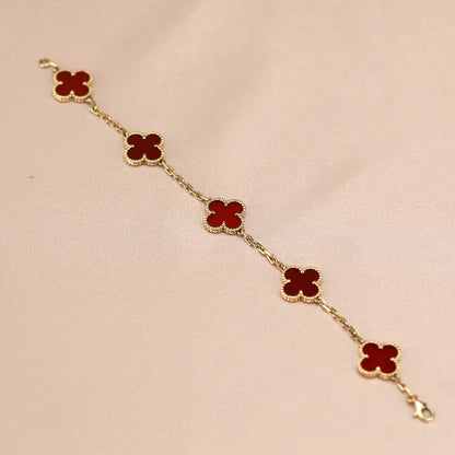 [Glitter] CLOVER 5 MOTIF RED CORNELIAN BRACELET COLLECTION