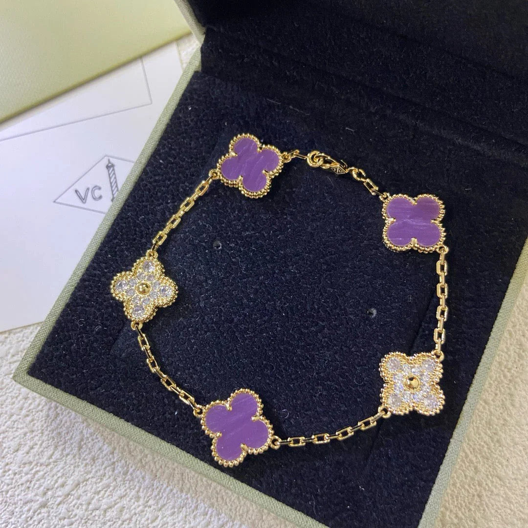 [Glitter] CLOVER 5 MOTIF VIOLET BRACELET COLLECTION