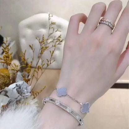 [Glitter] CLOVER 5 MOTIF PURPLE CHALCEDONY BRACELET COLLECTION