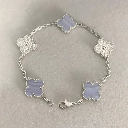 [Glitter] CLOVER 5 MOTIF PURPLE CHALCEDONY BRACELET COLLECTION
