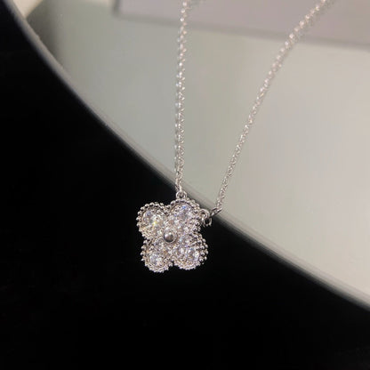 [Glitter Jewelry]CLOVER 15MM DIAMOND SINGLE FLOWER NECKLACE