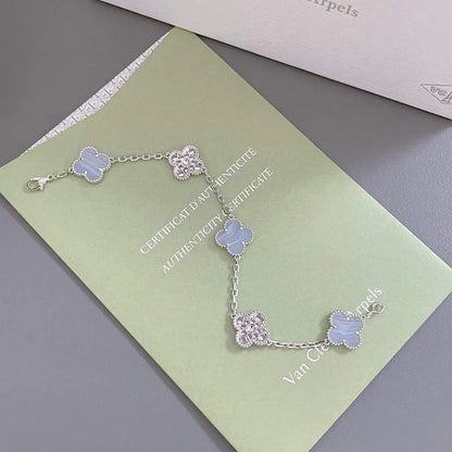 [Glitter] CLOVER 5 MOTIF PURPLE CHALCEDONY BRACELET COLLECTION